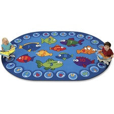 Carpets for Kids&reg; Premium Fishing For Literacy Oval Rug 113" Length x 81" Width - Oval - Alphabet Bubbles