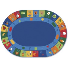 Carpets for Kids&reg; Premium Learning Blocks Oval Seating Rug 113" Length x 81" Width - Oval - Learning Blocks, Letters, Numbers, Shapes