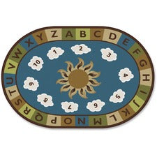 Carpets for Kids&reg; Premium Sunny Day Learn/Play Oval Rug 108" Length x 72" Width - Oval - Sunny Day Learn & Play, Numbers, Letter