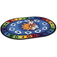 Carpets for Kids&reg; Premium Sunny Day Learn/Play Oval Rug 113" Length x 81" Width - Oval - Sunny Day Learn & Play, Numbers, Letter