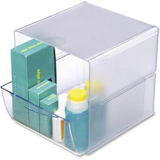 Deflecto Stackable Cube Organizer 1 Drawer(s) - 6" Height x 6" Width x 7.20" Depth - Stackable, Removable Drawer, Removable Divider, Sturdy - Clear - Plastic - 1 Each