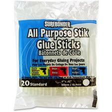 SureBonder 4" All Purpose Glue Sticks Clear - 20 / Pack