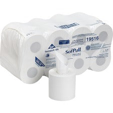 SofPull Centerpull Mini Toilet Paper 2 Ply - 5.25" Width x 8.50" Length - 500 Sheets/Roll - White - Fiber - 16 Rolls Per Carton - 16 / Carton
