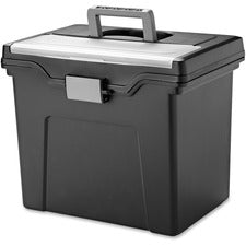 IRIS Portable Letter-size File Box External Dimensions: 13.8" Length x 10.2" Width x 11.7" Height - Media Size Supported: Letter 8.50" x 11" - Buckle Closure - Black - For Pen/Pencil, Business Card, Hanging Folder - 1 Each