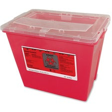 Impact 2-gallon Sharps Container 2 gal Capacity - Rectangular - Puncture Resistant, Handle - 9.2" Height x 7.9" Width - Red, Translucent - 1 Each