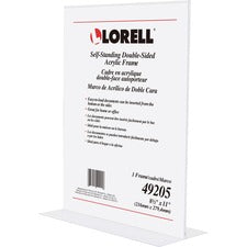 Lorell Double-sided Frame 8.50" Holding Width x 11" Holding Height - Rectangular Shape - Double Sided - Countertop - Acrylic - 1 Each