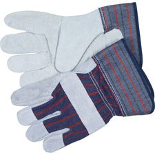 MCR Safety Leather Palm Economy Safety Gloves Medium Size - Blue - For Assembling, Construction, Landscape - 2 / Pair