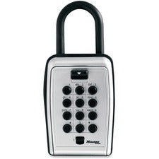 Master Lock Portable Key Safe Push Button Lock - Weather Resistant, Scratch Resistant - for Door - Overall Size 7.2" Height x 5.3" Width x 2.2" Depth - Black, Silver - Metal, Vinyl