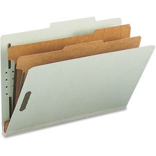 Nature Saver 2/5 Tab Cut Legal Recycled Classification Folder 8 1/2" x 14" - 6 x Prong K Style Fastener(s) - 1" for Divider, 2" for Folder - 2 Divider(s) - 25 pt. - Gray, Green - Sturdy, Tyvek Gusset, Eco-friendly, Expandable Gusset - 100% Recycled - 10 /