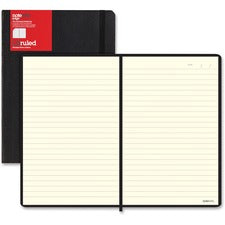 Letts of London L5 Ruled Notebook Sewn x 9" Width x 6" Length - Black Cover - Elastic Closure, Flexible Cover, Pocket - 1 Each
