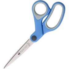Sparco Bent Multipurpose Scissors 8" Overall Length - Bent - Stainless Steel - Blue - 1 Each