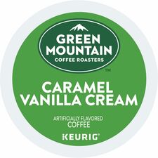 Green Mountain Coffee Roasters&reg; K-Cup Caramel Vanilla Cream Coffee Compatible with Keurig Brewer - Regular - Light - K-Cup - 24/Box - 4 / Carton