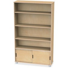 Jonti-Craft TrueModern Bookcase Storage 4 Compartment(s) - 60" Height x 36" Width x 12" Depth - Adjustable Shelf, Durable - Baltic - Anodized Aluminum, Birch - 1 Each
