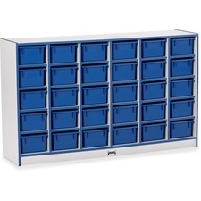 Jonti-Craft Rainbow Accents Cubbie-trays Storage Unit 30 Compartment(s) - 35.50" Height x 57.50" Width x 15" Depth - Laminated, Chip Resistant - Blue - Rubber - 1 Each