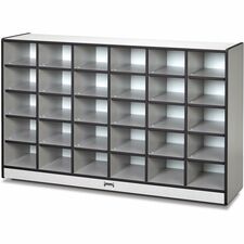 Jonti-Craft Rainbow Accents Toddler Single Storage 30 Compartment(s) - 35.50" Height x 57.50" Width x 15" Depth - Laminated, Chip Resistant - Black - Rubber - 1 Each