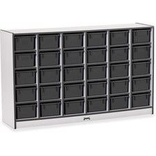 Jonti-Craft Rainbow Accents Cubbie-trays Storage Unit 30 Compartment(s) - 35.50" Height x 57.50" Width x 15" Depth - Laminated, Chip Resistant - Black - Rubber - 1 Each