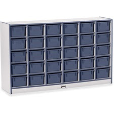 Jonti-Craft Rainbow Accents Cubbie-trays Storage Unit 30 Compartment(s) - 35.50" Height x 57.50" Width x 15" Depth - Laminated, Chip Resistant - Navy - Rubber - 1 Each