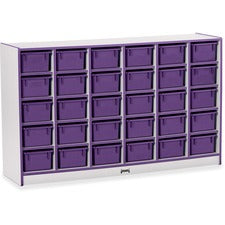 Jonti-Craft Rainbow Accents Cubbie-trays Storage Unit 30 Compartment(s) - 35.50" Height x 57.50" Width x 15" Depth - Laminated, Chip Resistant - Purple - Rubber - 1 Each