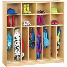 Jonti-Craft Neat-n-Trim Open Cubbie Storage Locker 50.50" Height x 48" Width x 15" Depth - Double Hook, Stain Resistant, Non-yellowing, Sturdy, Light Duty - Wood Grain - Baltic Birch Plywood - 1 Each