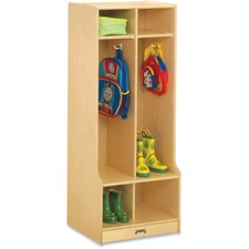 Jonti-Craft Rainbow Accents 2 Section Sitting Step Coat Locker 2 Compartment(s) - 50.50" Height x 20" Width x 17.50" Depth - Double Hook, Durable, Laminated, Rounded Corner - Baltic - Birch Plywood - 1 Each