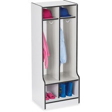 Jonti-Craft Rainbow Accents Double Coat Hooks Step Locker 2 Compartment(s) - 50.50" Height x 20" Width x 17.50" Depth - Double Hook, Durable - Black - 1 Each