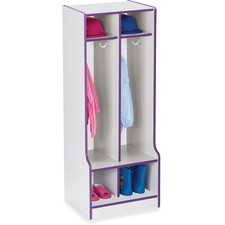Jonti-Craft Rainbow Accents Double Coat Hooks Step Locker 2 Compartment(s) - 50.50" Height x 20" Width x 17.50" Depth - Double Hook, Durable - Purple - 1 Each
