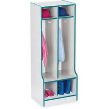 Jonti-Craft Rainbow Accents Double Coat Hooks Step Locker 2 Compartment(s) - 50.50" Height x 20" Width x 17.50" Depth - Double Hook, Durable - Teal - 1 Each