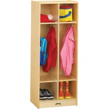 Jonti-Craft Rainbow Accents 2 Section Coat Locker 2 Compartment(s) - 50.50" Height x 20" Width x 15" Depth - Double Hook, Durable, Rounded Corner, Yellowing Resistant - UV Acrylic - Baltic - Birch Plywood - 1 Each