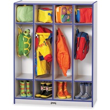 Jonti-Craft Rainbow Accents 4 Section Coat Locker 4 Compartment(s) - 50.50" Height x 39" Width x 15" Depth - Laminated, Durable - Blue - 1 Each
