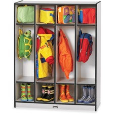 Jonti-Craft Rainbow Accents 4 Section Coat Locker 4 Compartment(s) - 50.50" Height x 39" Width x 15" Depth - Durable, Laminated - Black - 1 Each