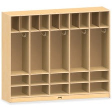 Jonti-Craft Rainbow Accents Large Locker Organizer without Tubs 4 Tier(s) - 50.50" Height x 60" Width x 15" Depth - Double Hook, Rounded Corner, Durable, Stain Resistant, Yellowing Resistant - UV Acrylic - Baltic - Wood, Medium Density Fiberboard (MDF) -