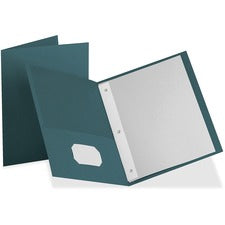 Oxford Letter Recycled Pocket Folder 8 1/2" x 11" - 135 Sheets Capacity - 3 x Tang Fastener(s) - 2 Inside Front & Back Pocket(s) - Teal - Punched, Die-cut, Tear Resistant, Gusset, Embossed - 10% Recycled - 25 / Box