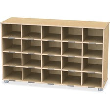 Jonti-Craft TrueModern 20-cubbie Shelf Unit 20 Compartment(s) - 29.50" Height x 48.50" Width x 15" Depth - Durable, Rounded Corner, Yellowing Resistant - UV Acrylic - Baltic - Anodized Aluminum, Baltic Birch - 1 Each