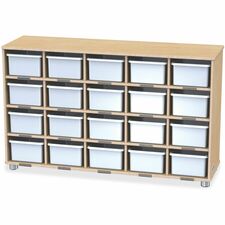Jonti-Craft TrueModern 20-Cubbie Bins Storage 20 Compartment(s) - 29.50" Height x 48.50" Width x 15" Depth - Durable, Rounded Corner, Yellowing Resistant - UV Acrylic - Baltic, White - Anodized Aluminum, Baltic Birch - 1 Each