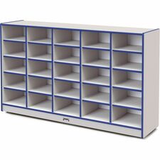 Jonti-Craft Rainbow Accents Cubbie Mobile Storage 25 Compartment(s) - 35.50" Height x 60" Width x 15" Depth - Durable, Laminated - Blue - Hard Rubber - 1 Each