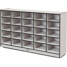 Jonti-Craft Rainbow Accents Cubbie Mobile Storage 25 Compartment(s) - 35.50" Height x 60" Width x 15" Depth - Durable, Laminated - Black - Hard Rubber - 1 Each
