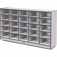 Jonti-Craft Rainbow Accents Cubbie Mobile Storage 25 Compartment(s) - 35.50" Height x 60" Width x 15" Depth - Durable, Laminated - Navy - Hard Rubber - 1 Each