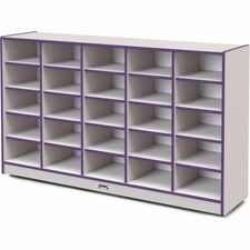 Jonti-Craft Rainbow Accents Cubbie Mobile Storage 25 Compartment(s) - 35.50" Height x 60" Width x 15" Depth - Durable, Laminated - Purple - Hard Rubber - 1 Each