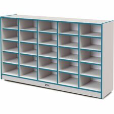Jonti-Craft Rainbow Accents Cubbie Mobile Storage 25 Compartment(s) - 35.50" Height x 60" Width x 15" Depth - Durable, Laminated - Teal - Hard Rubber - 1 Each