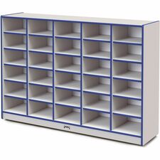 Jonti-Craft Rainbow Accents Cubbie Mobile Storage 30 Compartment(s) - 42" Height x 60" Width x 15" Depth - Durable, Laminated - Blue - Hard Rubber - 1 Each