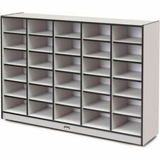 Jonti-Craft Rainbow Accents Cubbie Mobile Storage 30 Compartment(s) - 42" Height x 60" Width x 15" Depth - Durable, Laminated - Black - Hard Rubber - 1 Each