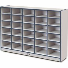 Jonti-Craft Rainbow Accents Cubbie Mobile Storage 30 Compartment(s) - 42" Height x 60" Width x 15" Depth - Durable, Laminated - Navy - Hard Rubber - 1 Each
