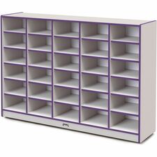 Jonti-Craft Rainbow Accents Cubbie Mobile Storage 30 Compartment(s) - 42" Height x 60" Width x 15" Depth - Durable, Laminated - Purple - Hard Rubber - 1 Each