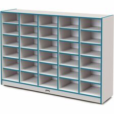 Jonti-Craft Rainbow Accents Cubbie Mobile Storage 30 Compartment(s) - 42" Height x 60" Width x 15" Depth - Durable, Laminated - Teal - Hard Rubber - 1 Each