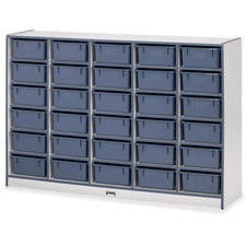 Jonti-Craft Rainbow Accents Mobile Tub Bin Storage 30 Compartment(s) - 42" Height x 60" Width x 15" Depth - Durable, Laminated - Navy - Hard Rubber - 1 Each