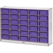 Jonti-Craft Rainbow Accents Mobile Tub Bin Storage 30 Compartment(s) - 42" Height x 60" Width x 15" Depth - Durable, Laminated - Purple - Hard Rubber - 1 Each