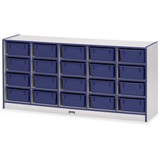 Jonti-Craft Rainbow Accents Cubbie Mobile Storage 20 Compartment(s) - 29.50" Height x 24.50" Width x 15" Depth - Durable, Laminated - Blue - Hard Rubber - 1 Each