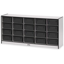 Jonti-Craft Rainbow Accents Cubbie Mobile Storage 20 Compartment(s) - 29.50" Height x 24.50" Width x 15" Depth - Durable, Laminated - Black - Hard Rubber - 1 Each