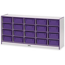Jonti-Craft Rainbow Accents Cubbie Mobile Storage 20 Compartment(s) - 29.50" Height x 24.50" Width x 15" Depth - Durable, Laminated - Purple - Hard Rubber - 1 Each
