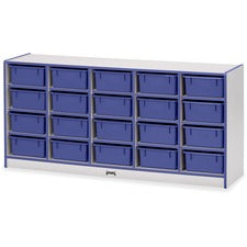 Jonti-Craft Rainbow Accents Mobile Tub Bin Storage 20 Compartment(s) - 29.50" Height x 24.50" Width x 15" Depth - Durable, Laminated - Blue - Hard Rubber - 1 Each